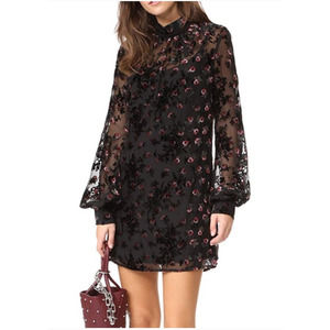 Wayf Black and Red Floral Mini Dress